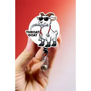 Throat Goat Badge Reel - Intubation Anesthesia Respiratory Retractable ID Holder CRNA Gift SVP