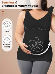 Maternity High Stretch Sleeveless Top, Wide Shoulder Straps, Comfortable and Soft, Round Neck, Breathable, All Seasons Wear