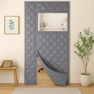Insulated Door Cover, Fits Up to 38" x 82", Thermal Curtain with Visible Windows for RVs, Campers &  | Durable Oxford Cloth &  | Keeps Cool Air in -for Winter