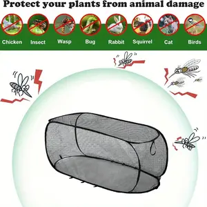 Foldable Pop-Up Mesh Plant Greenhouse Cover | Protective Cage with 8 Ground Stakes, Sturdy Durable Material, Elevated Garden Bed Netting for Animal & Insect Barrier, Ideal for Fruits, Vegetables & Seedlings, Reusable