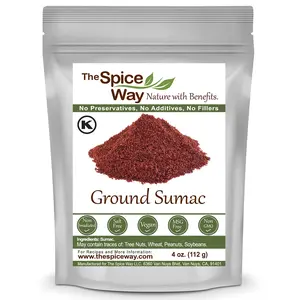 The Spice Way - Pure Ground Sumac Spice, No Salt, no GMO, no Irradiation, Sumac Seasoning Powder (resealable bag) (Sumak)