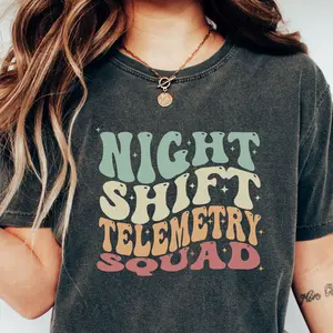 Comfort colors Night Shift Telemetry Nurse T Shirt Cardiac Telemetry Shirt Rn Nurse Graduation Gift Tele Nurse Shirt Telemetry Nurse Tee