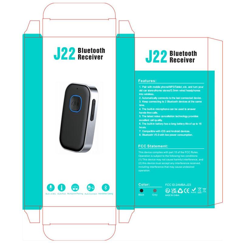 Car Bluetooth Receiver Noise Cancelling 3.5mm AUX Adapter for Home Stereo Wired Headsets Hands-Free Calling Stable Fast Transmission