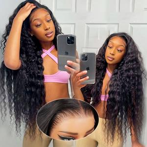 Megalook Water Wave Lace Front Wigs 13x6 Glueless HD Transparent Lace Front Wigs Pre-Bleached Tiny Knots Natural Human Hair Wig Invisi-Drawstring Bands
