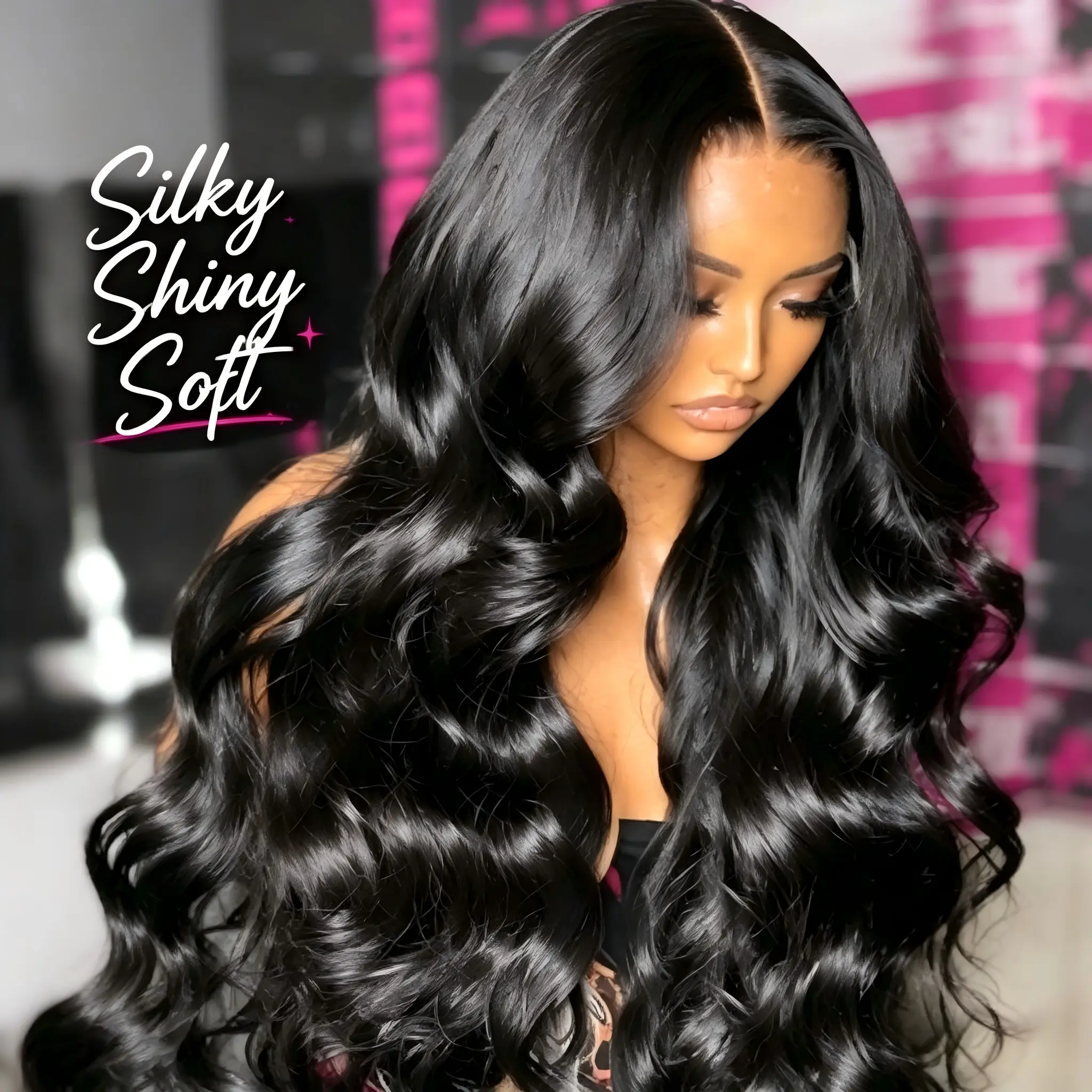 Women's 30-In Synthetic Lace Front Wig - Middle Part Big Loose Wave, Heat-Resistant Hair Replacement with Wig Cap for Daily Use, Parties