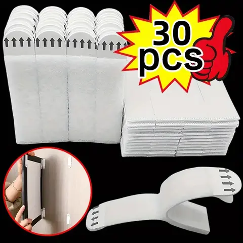60pcs Strong High Bond Adhesive Strips, No-Drill Damage-Free Double-Sided Tape for Smooth Surfaces, Removable Wall Decor & Art Hanging Essentials, Double Sided Tape for Walls