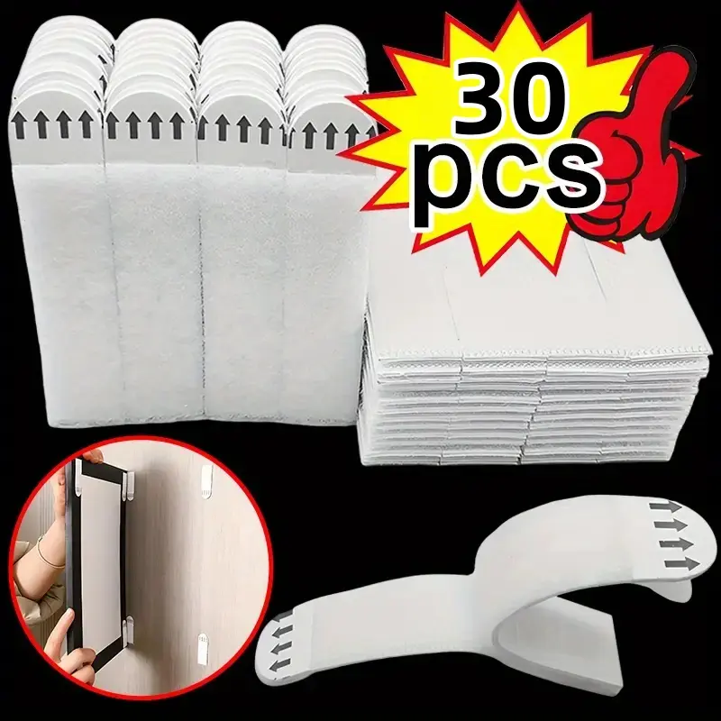 60pcs Strong High Bond Adhesive Strips, No-Drill Damage-Free Double-Sided Tape for Smooth Surfaces, Removable Wall Decor & Art Hanging Essentials, Double Sided Tape for Walls