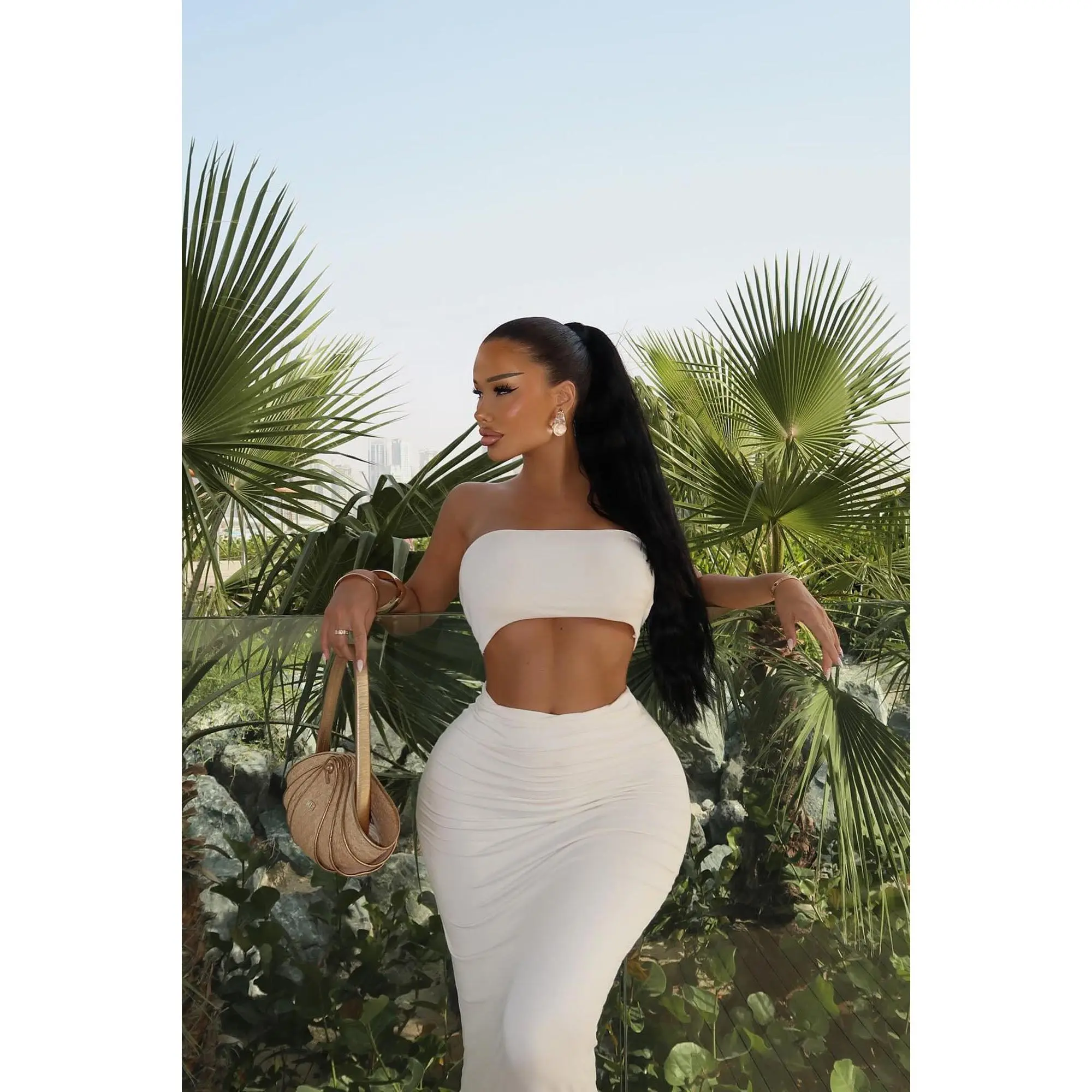 Another Time Double Lined Skirt Set - Ivory