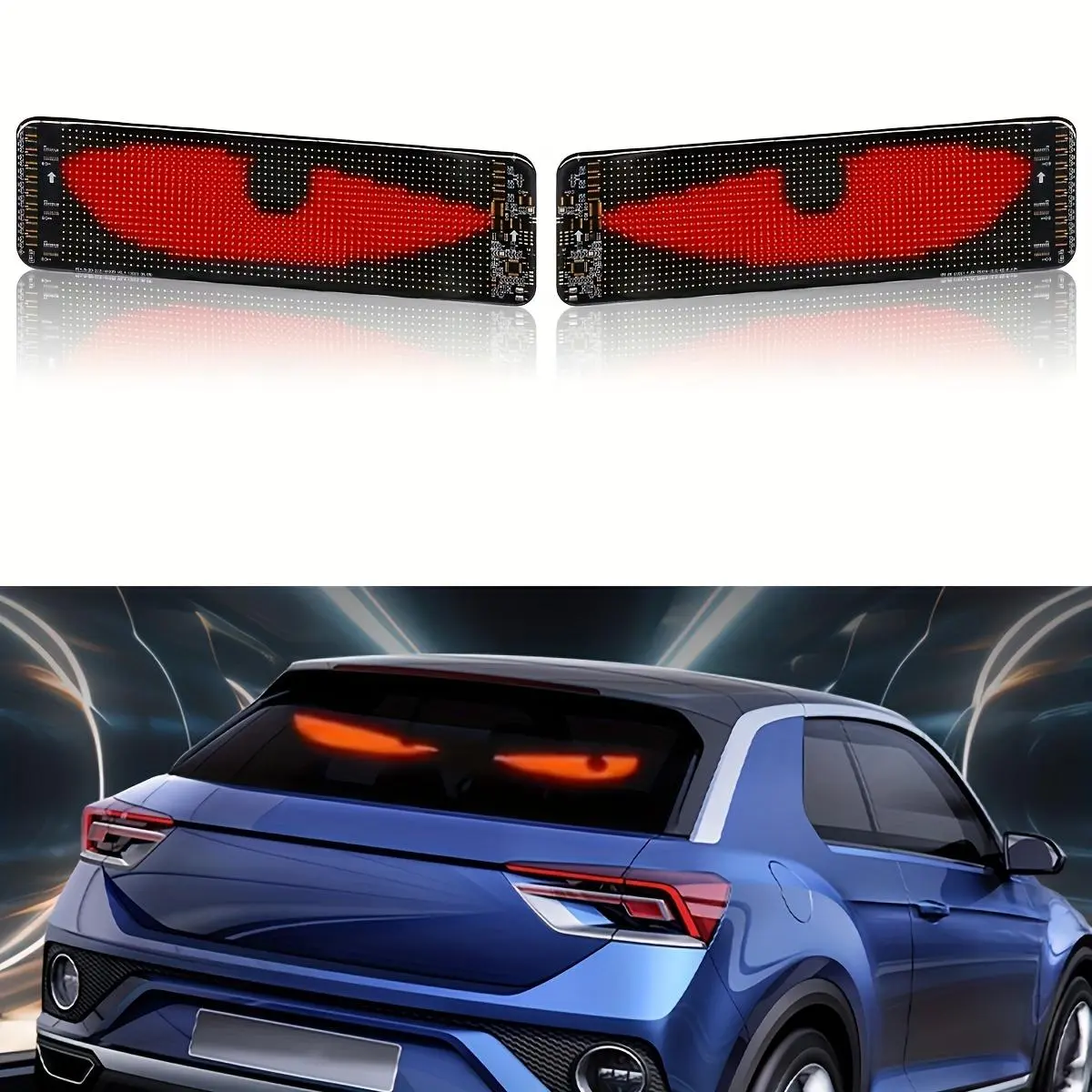 Devil's Eye LED Advertising Flexible Soft Screen - LED Display Screen with DIY App Control, DIY Text, Graffiti, Animations, Flexible Board Wraps Around Curves, Car Decorative Light for Holiday Lighting, Bars