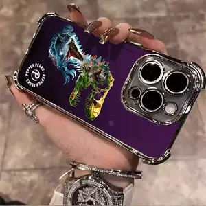 Dr Pepper Jurassic Dinosaurs  Drinks Pattern Tough Electroplated TPU Casing For iphone 16 15 14 13 12 11 X XS PRO PLUS MAX Four Corners Anti-Fall Transparent Soft Silicone Gift Shockproof Protection Anti-Drop Protective Protector Phone Cases Shell Cover