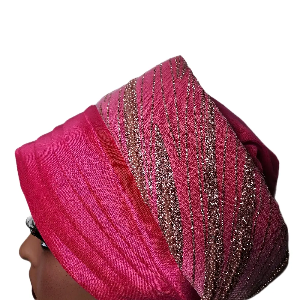 Luxury Silk Pleated Beaded and Sequenced Turban Cap Hat Head cover- Handcrafted, Elegant Design, Available in Various Colors, Brand New