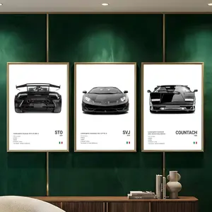 Cool Super Car L-Lamborghini-ES Painting Calligraphy HD Heavy-Duty Waterproof Wrinkle-Resistant Canvas Print – Tool-Free Durable Hides Wall Flaws & Boosts Style for Living Rooms Bathrooms