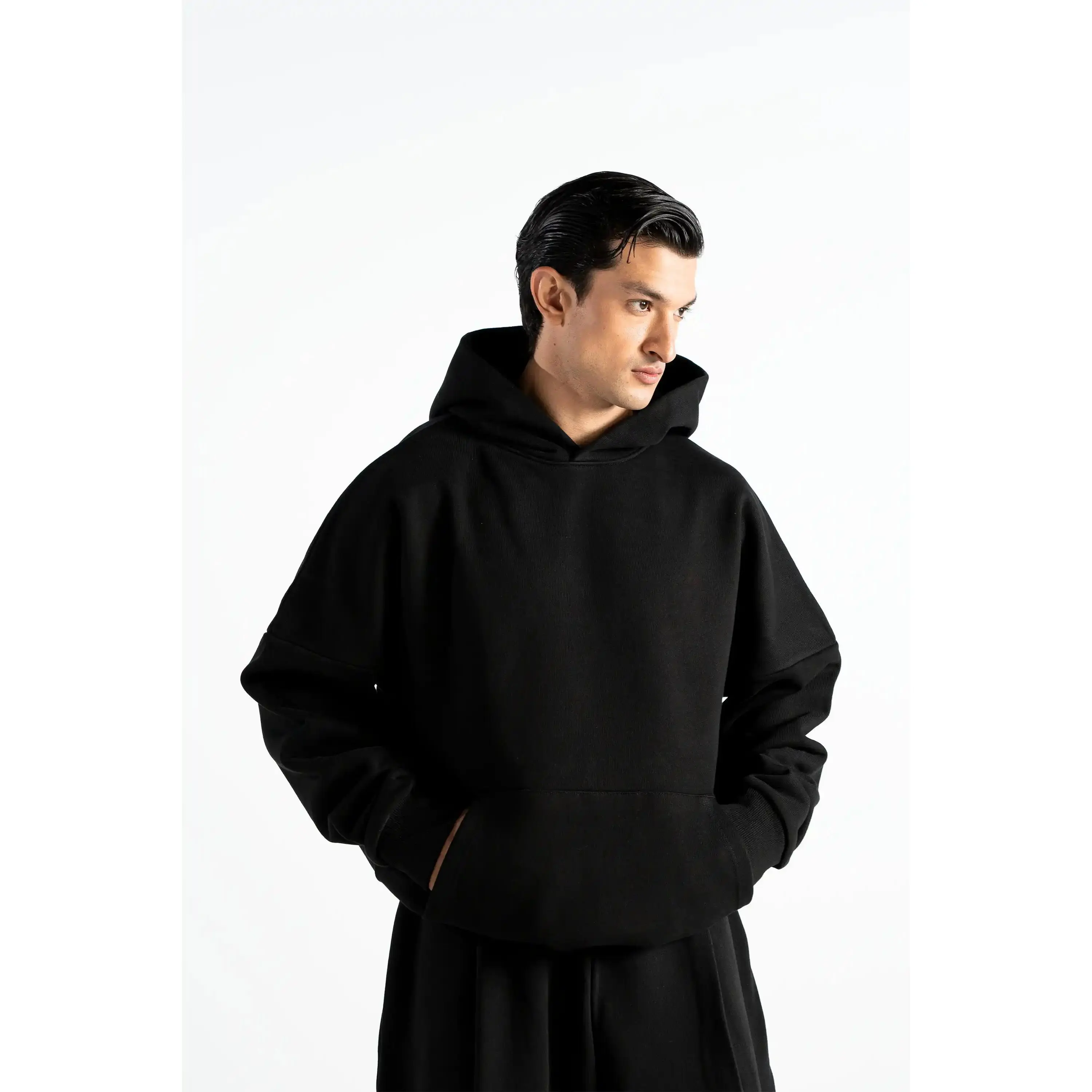 Y27 - Heavy Boxy Organic Hoodie — Midnight Black [520 GSM