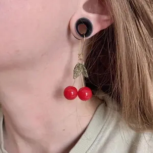 Cute Cherry Earrings For Gauges | Dangles For Gauges | Dangles For Tunnels | Earrings
