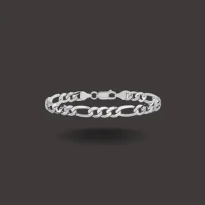 .925 Solid Sterling Silver Figaro Bracelet  220 Guage 10mm