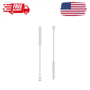 2 Pack Straw Cleaner Brush, Reusable Metal Handles Straw Cleaner Brush Extra Long (Clear+Clear)