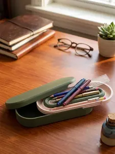 Minimalist 3D Printed Desk Organizer & Phone Stand • Aesthetic Pastel Pencil Box (23cm)