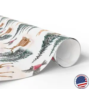 Wild Deer Wrapping Paper, Rustic Gift Wrap for Holidays, Woodland Animals Christmas Eco-Friendly Packaging