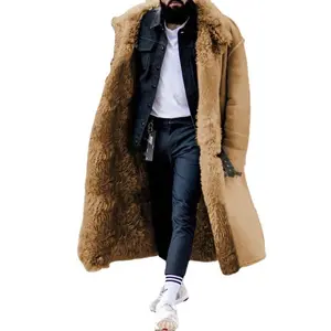 European and American Independent Station Hot-Selling Shearling Men's Coat Faux Leather Velvet Cross-Border Jacket Wish Four Colors Eight Sizes Extra Long(Raincoats)