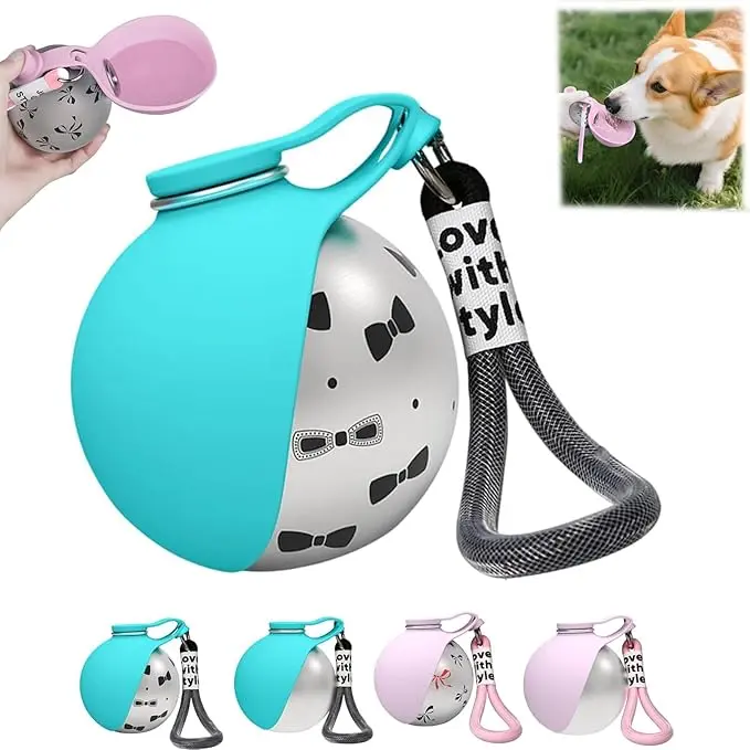 2 in 1 Portable Dog Water Bottle with Bowl, 2026 Cute Travel Dog Water Bottle, Leak Proof Stainless Steel Dog Bottle for Hiking, Compact Pet Water Bowl for Dogs Cats On Walks
