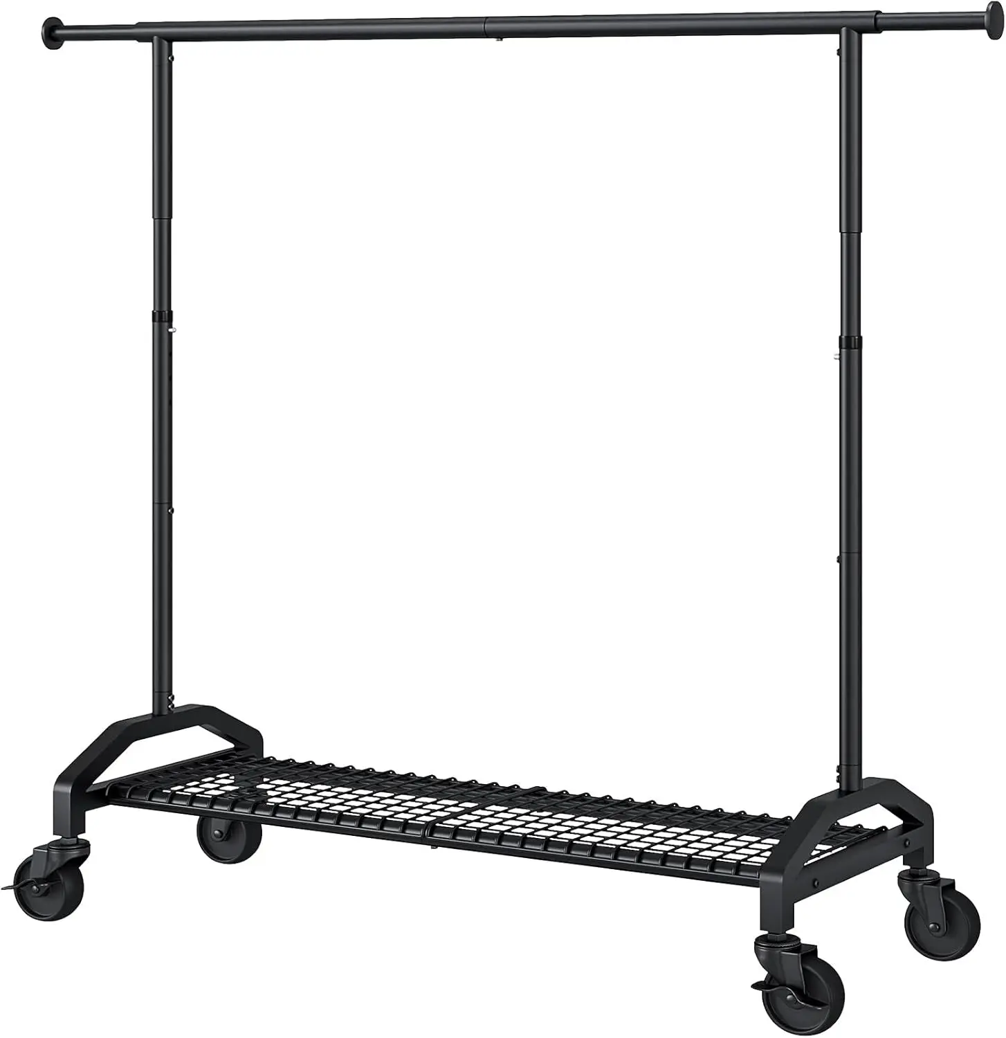 Wiracks Heavy Duty Clothes Rack for Hanging Clothes 350lbs Clothing Rack 3" industrial Wheels 51 to 71" W x 16.53" D x 65" to 71" H Adjustable Rolling Clothes Rack Coat Rack Garment Rack Black