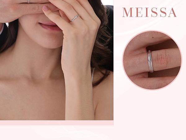 MEISSA Timeless Love Couples' Rings S925 Sterling Silver Mens Womens Matching Heart Diamond Wedding Band Size Adjustable Personalized Gift Engrave Promise Ring Minimalist Stackable Perfect Gift Women Wedding Bands for Women Engagement  Christmas Gifts