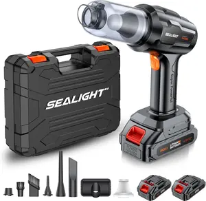 SEALIGHT Handheld Car Vacuum Cordless, Portable Car Vacuum with 21000pa High Power Suction, Two Batteries Long Endurance, 18v/120w Mini Vacuum Cleaner for Car, Home, Office, Pet