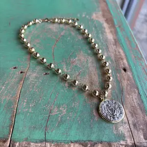 Gold OLG Ball Chain Necklace - Elegant Design with Gold Finish and Classic Ball Chain Style