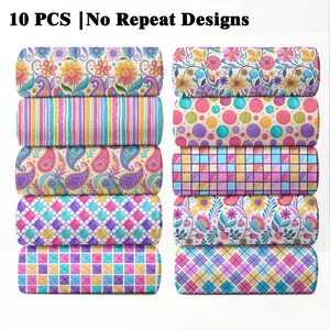 10PCS Colorful Doodle Print Fabric, 23x55cm (9x22in) Classic Hand-Drawn Line Pattern Quilting Fabric for Kids Room Art Decor, DIY Quilting & Crafts