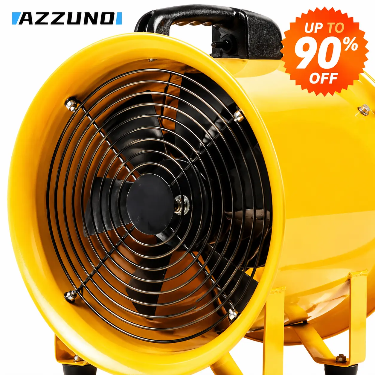 110V Handheld Axial Ventilation Fan, AZZUNO Portable Industrial Exhaust Blower Fan with Flexible Vent Hose for Construction Site Air Circulation