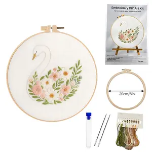 Beginner Embroidery Kit, Floral Series, Multicolor Cross Stitch Set, DIY Embroidery Lovers, Includes Printed Cotton Fabric, Thread, Needle, Chart, Embroidery Craft, Needle Crafts Kit