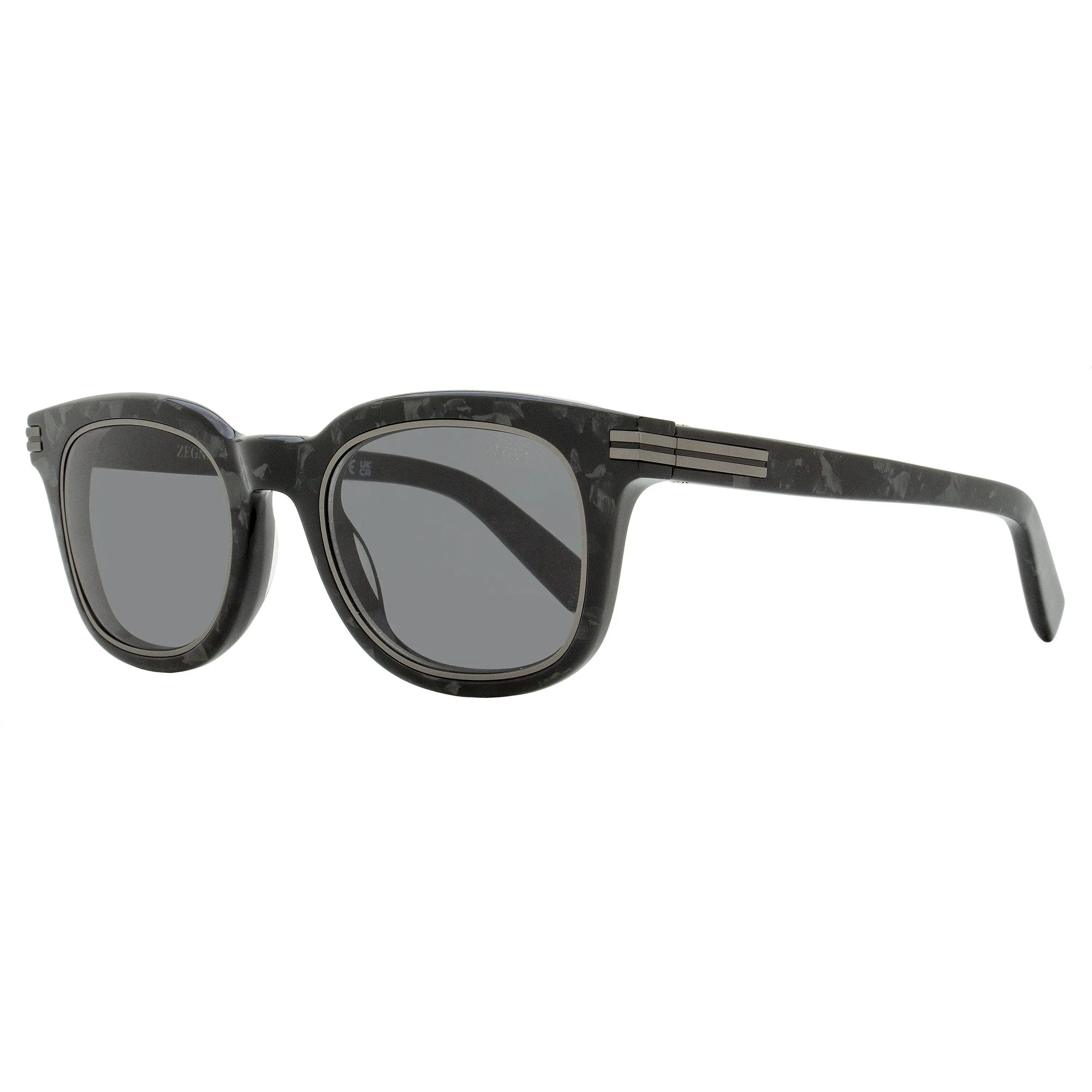 Zegna 232 Road Brand Mark Sunglasses EZ0238-05A, Black Pearl, Rectangular Acetate Frame, Contemporary Design, 50mm, High-Quality Materials, Rectangular Sunglasses, Luxury And Innovation, Male, Metal Accents, Modern Tastes