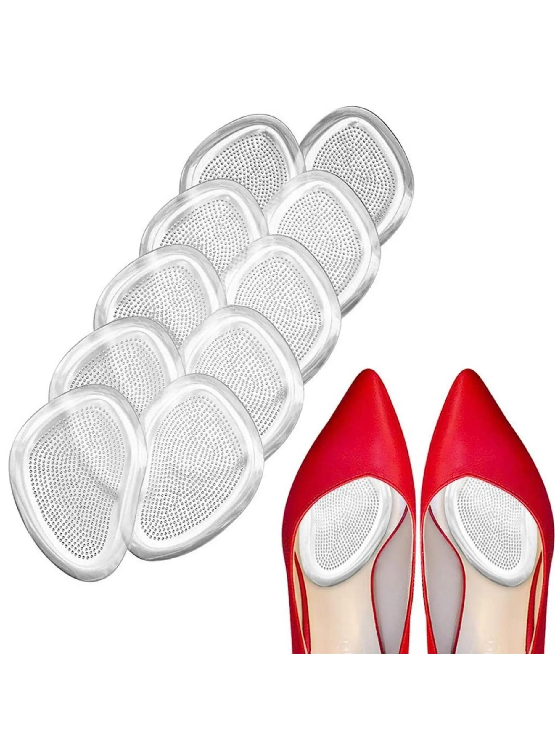 5 Pairs Women's Transparent Silicone Non-Slip Insoles, Suitable for High Heels and Sandals, Front Foot Cushion Padding for Summer Support Footwear