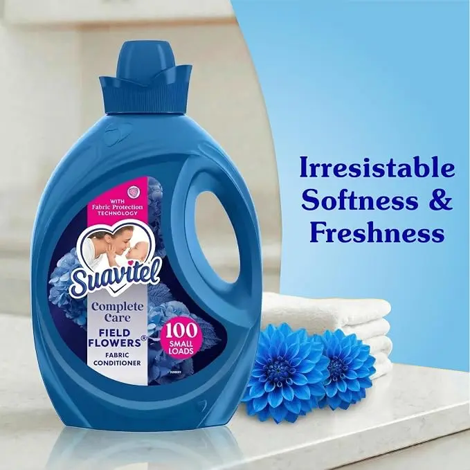 Suavitel Complete Liquid Fabric Softener, Field Flowers Scent, 100 fl oz, Long Lasting Freshness, Soft & Fresh Laundry Care