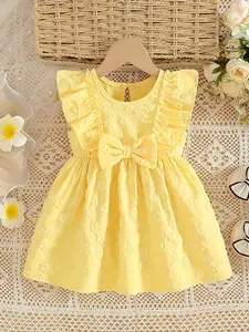 Floral princess style dress with lace hem for baby girl in summer; Christmas outfit; essential for a day out; Valentine's Day gift; Eid al-Fitr; Princess Peach Poofy Dress