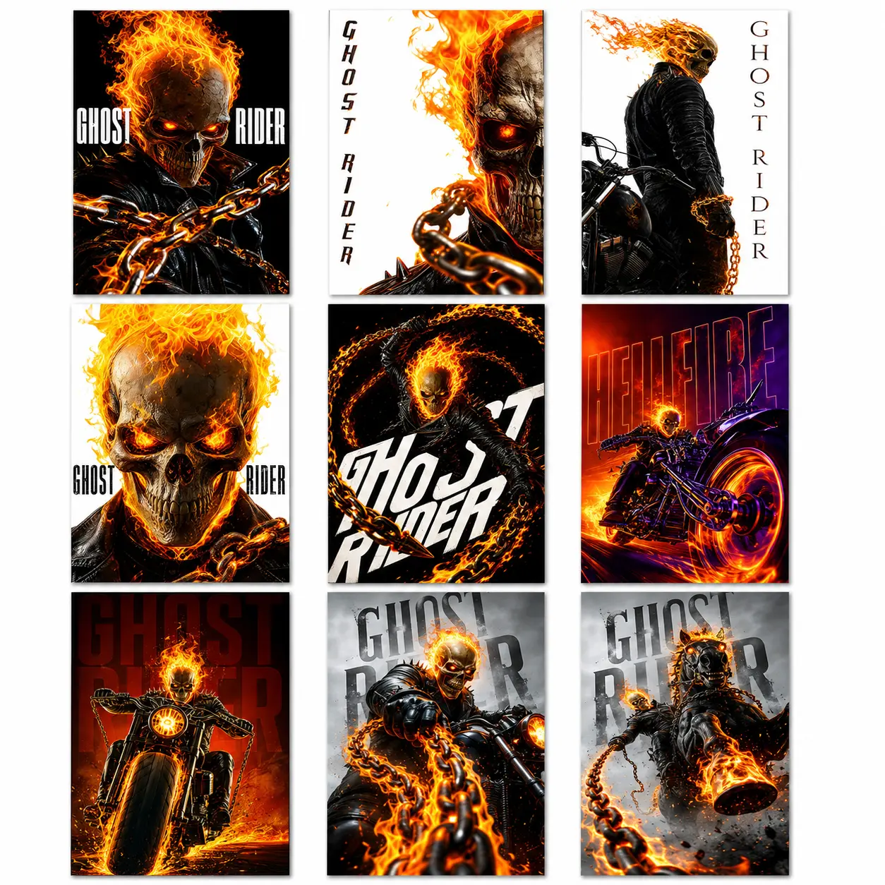 Ghost Rider Canvas Wall Art Print - 19 Styles Adventure Room Decoration for Bedroom, Gaming Room, Movie Lovers as Home Decor Gifts printed posters, Print Design, Creative Design Print