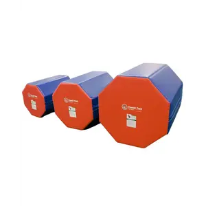 Tumbl Trak Octagon Tumbler Gymnastics Mat, 30in x 30in x 36in, Primary Rainbow
