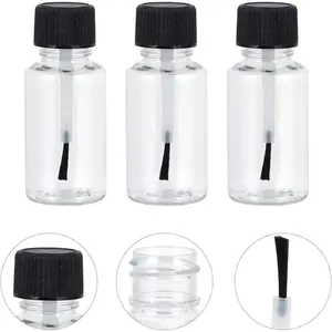 4 Pcs 20ml Empty Refillable Nail Polish Bottles Transparent Glass Nail Varnish Bottles Containers with Brush Cap for Nail Art Nail Polish Nail Art and Polish（Transparent）