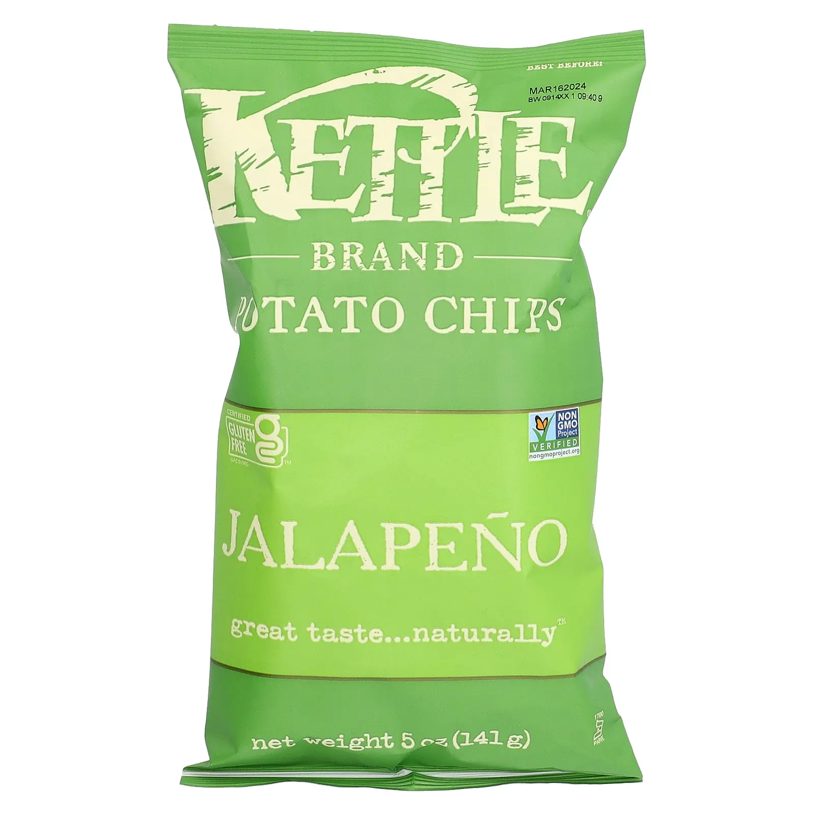 Kettle Foods Potato Chips, Jalapeno, 5 oz (141 g) Kettle Foods Potato Chips, Jalapeno, 5 oz (141 g)