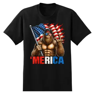 Big Foot Merica US American Flag Patriotic 4th of July T-Shirt