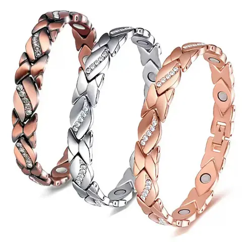 Women's Elegant Red Copper Magnetized Adjustable Bracelet - Bohemian Style, Arthritis Support, Crystal Accent, Wrist Candy, Fashion & Health Accessory, with Adjustment Tool (Mother's Day Gift for Daily/Party Wear)