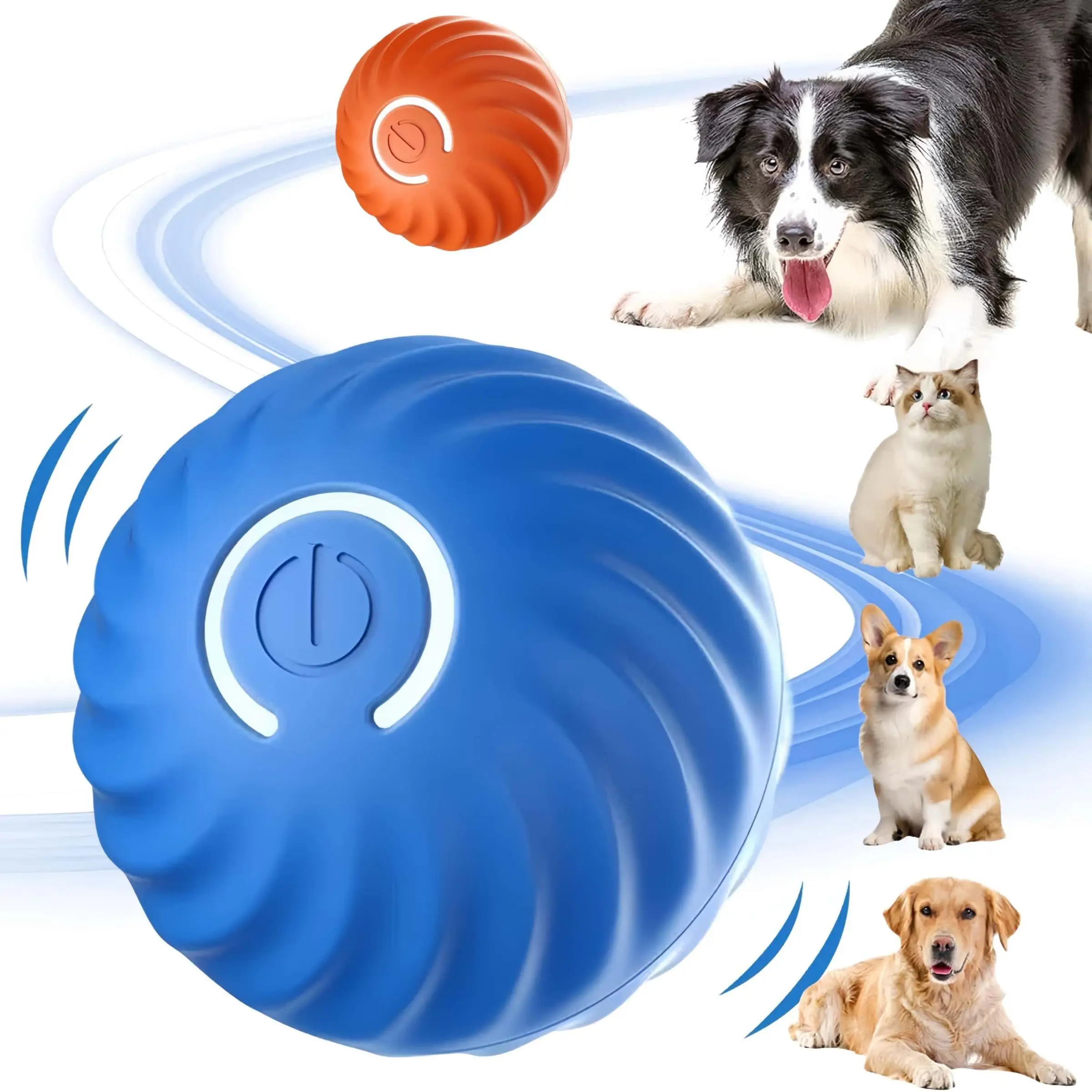 Gift For Pets, Interactive Bouncing Ball for Dogs, 1 Count Automatic Smart Vibrating Toy, Self Moving Rotating Stimulating Pet Entertainment, USB Rech