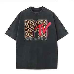 MTV Leopard T-Shirt 90s Retro Graphic Tee Vintage Style Shirt Made In USA For Women For Men [Block Core Threads cotton t-shirt/sweatshirt/hoodie, soft and comfortable]
