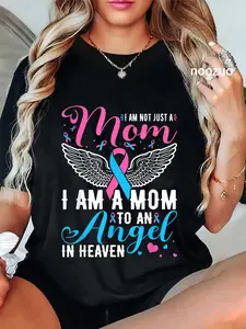 100% Cotton Mom Angel In Heaven Pink & Blue Pregnancy & Infant Loss T-Shirt