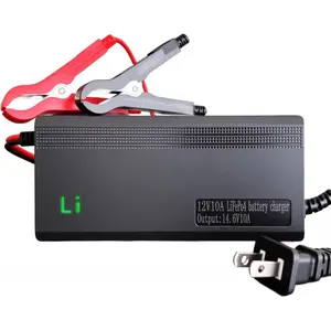 14.6V 10A LiFePO4 Battery Charger Designed for 12V Lithium Battery, AC-DC Smart Charger, Battery Maintainer, Built-in Safety Protections, Support 0V Chargi