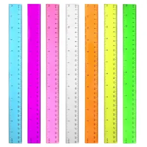 7 Pack School Rulers, Color Transparent Ruler Plastic Rulers - Ruler 12 inch, Kids Ruler for School, Ruler with Centimeters, Millimeter and Inches