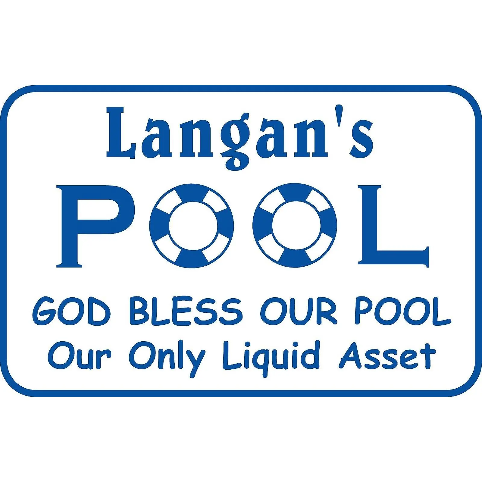 Personalized Custom Name Swimming Pool Sign God Bless Our Pool Metal# 8