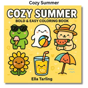 Cozy Summer – A Bold & Easy Coloring Book for Kids & Adults: 40 Cute & Simple Designs for Relaxation and Fun