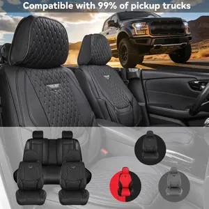 EKR Semi-Custom Pickup Truck Car Seat Covers Napa Leather Waterproof Stain-Resistant Fits 99% of Sedans Including Toyota Tacoma Tundra Ford F-Series F150 Chevrolet Ram GMC Multi-Color Interior Upgrade Easy Installation Scratch-Resistant