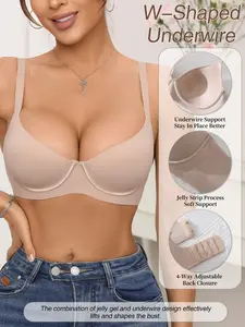 Women's Plain Underwire Bra with Steel Ring, Comfortable Breathable Lined Design, Adjustable Straps, Medium Support Daily Wear